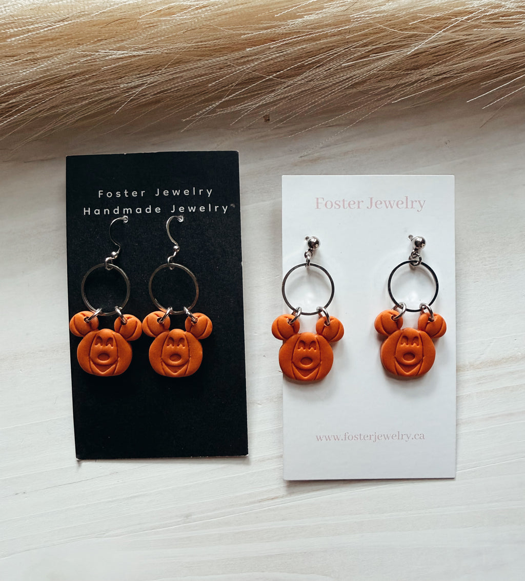 Mouse face pumpkin earrings