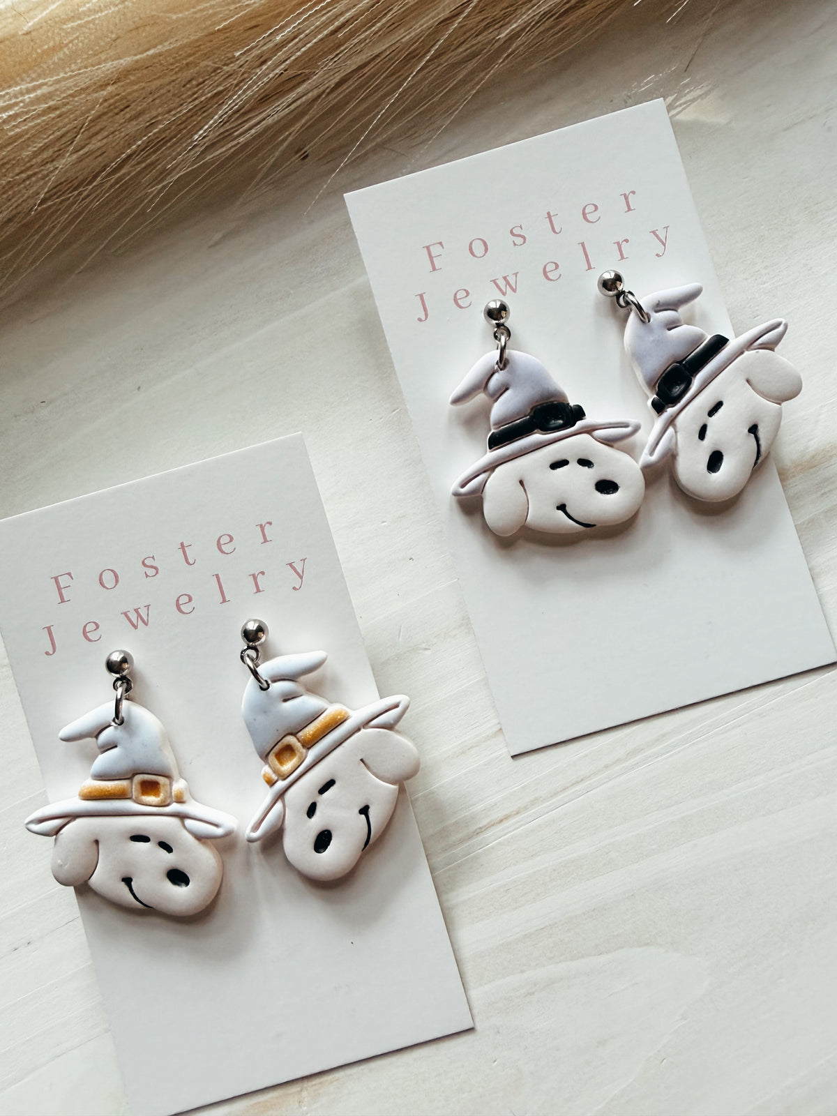 Dog witch hat earrings