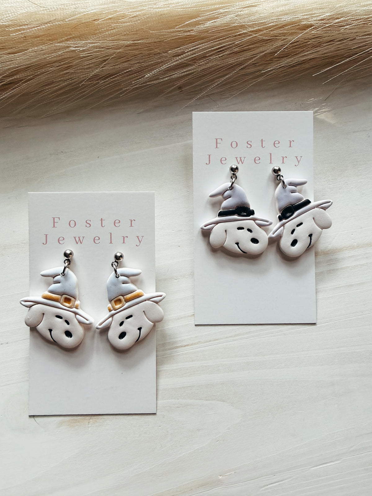 Dog witch hat earrings