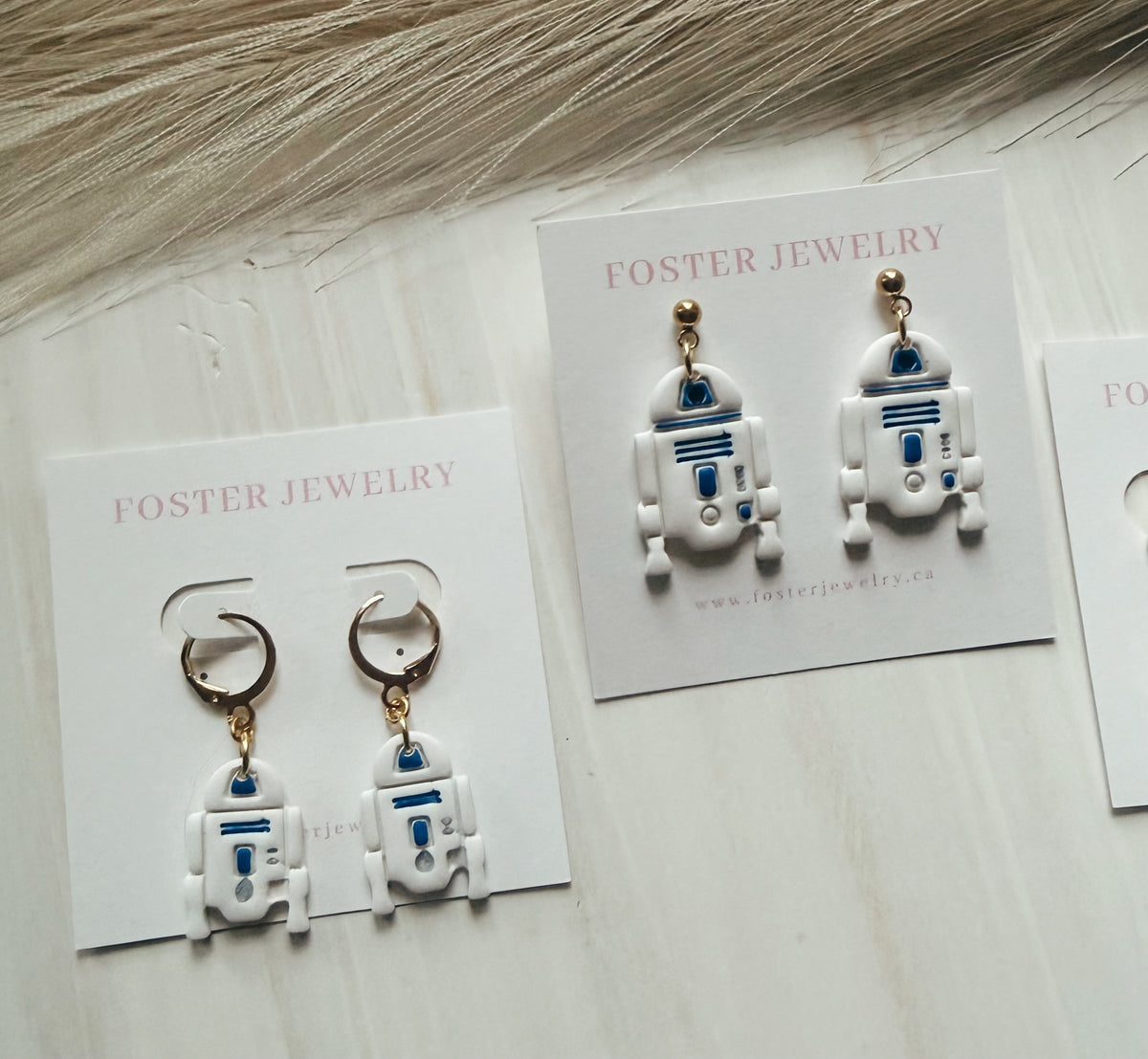 Blue droid earrings