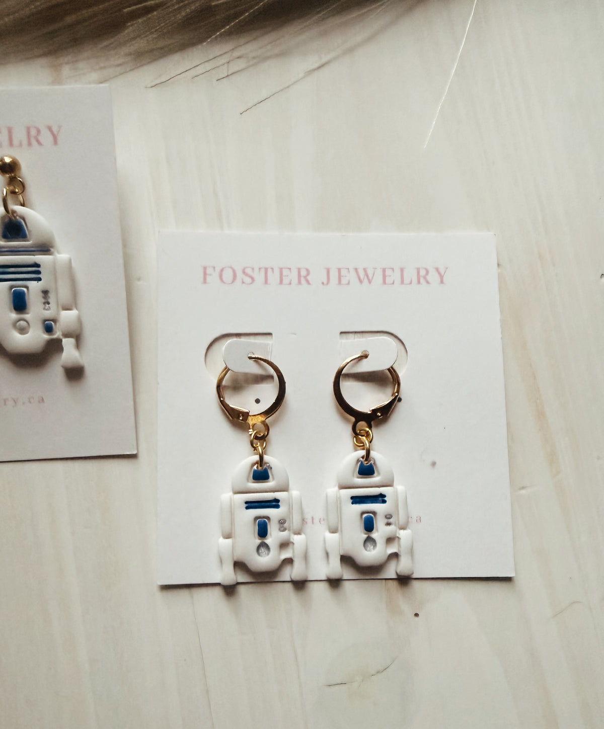 Blue droid earrings