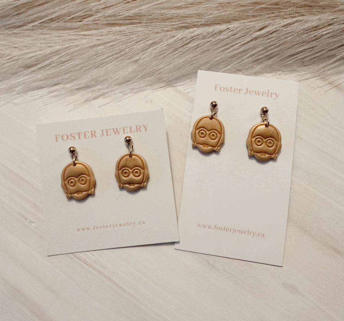 Gold droid earrings