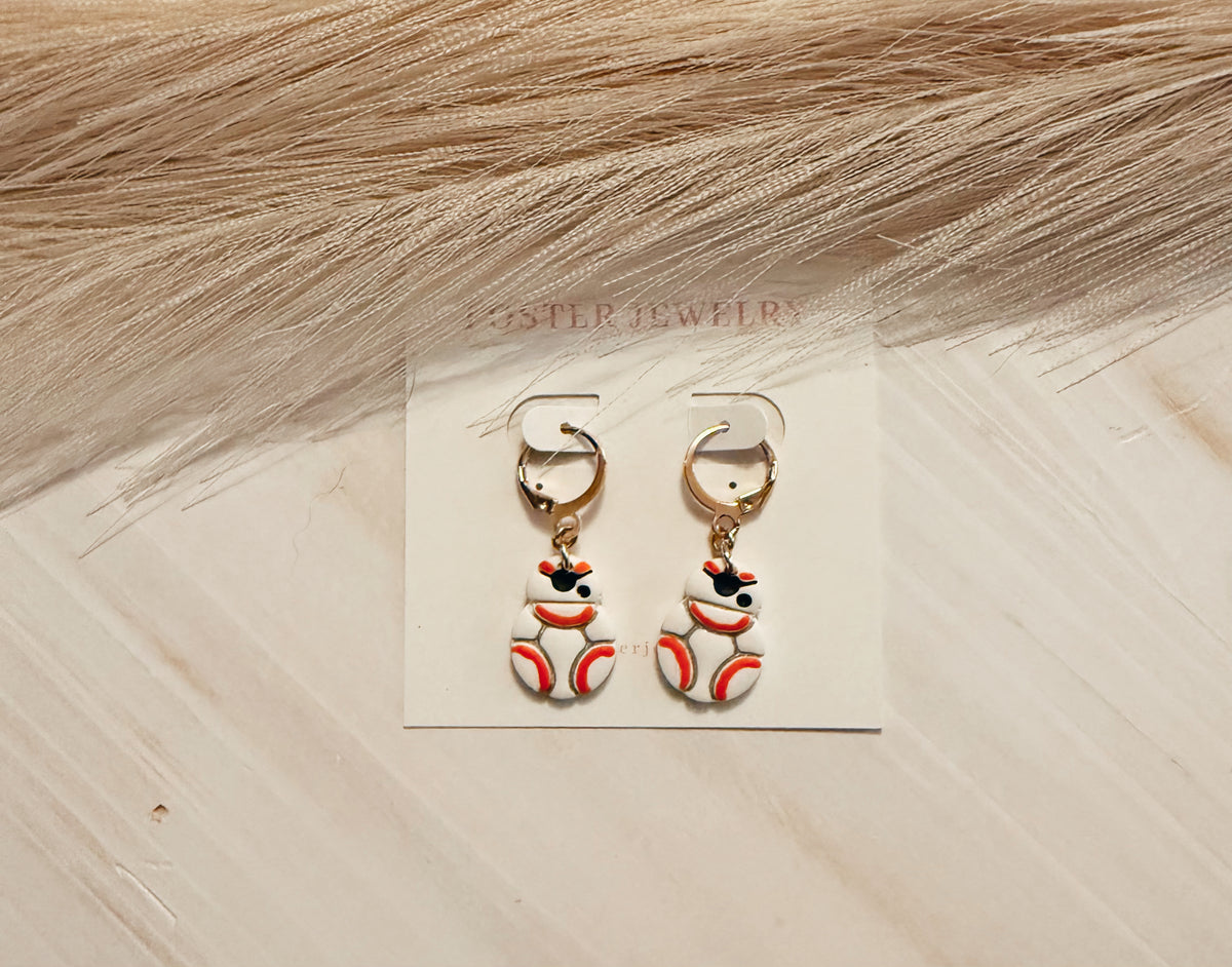 Orange droid earrings