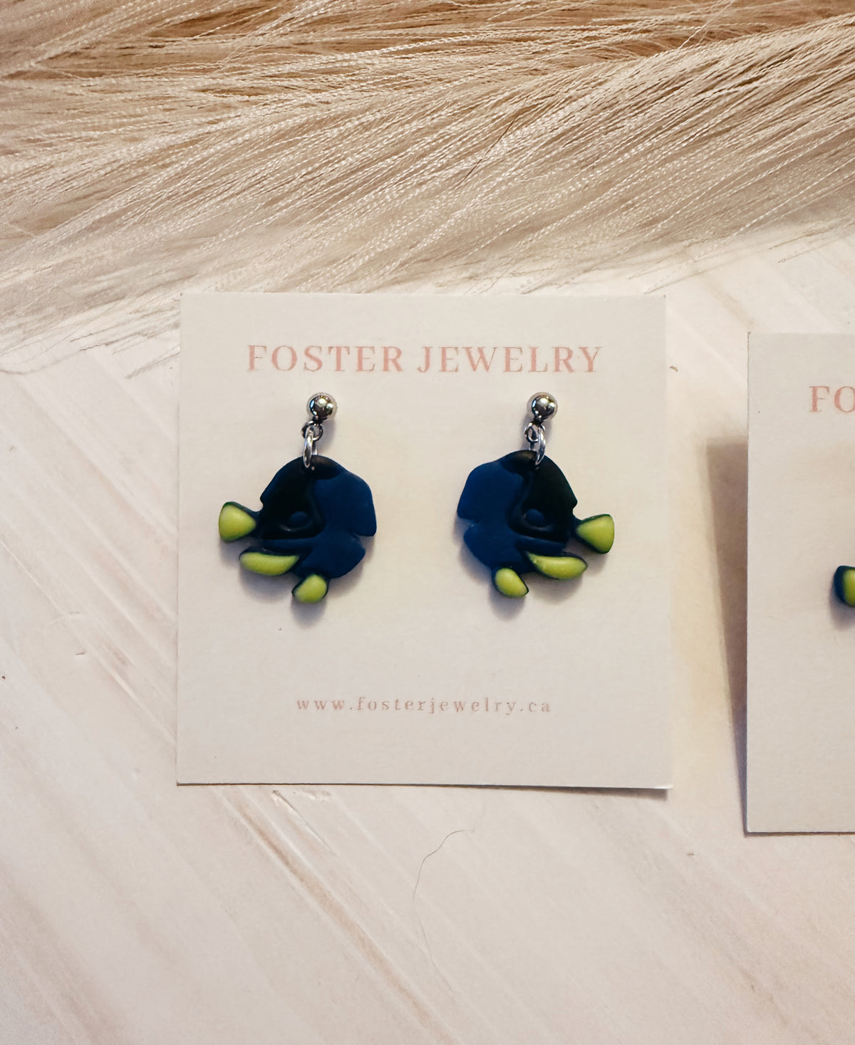 Blue fish earrings