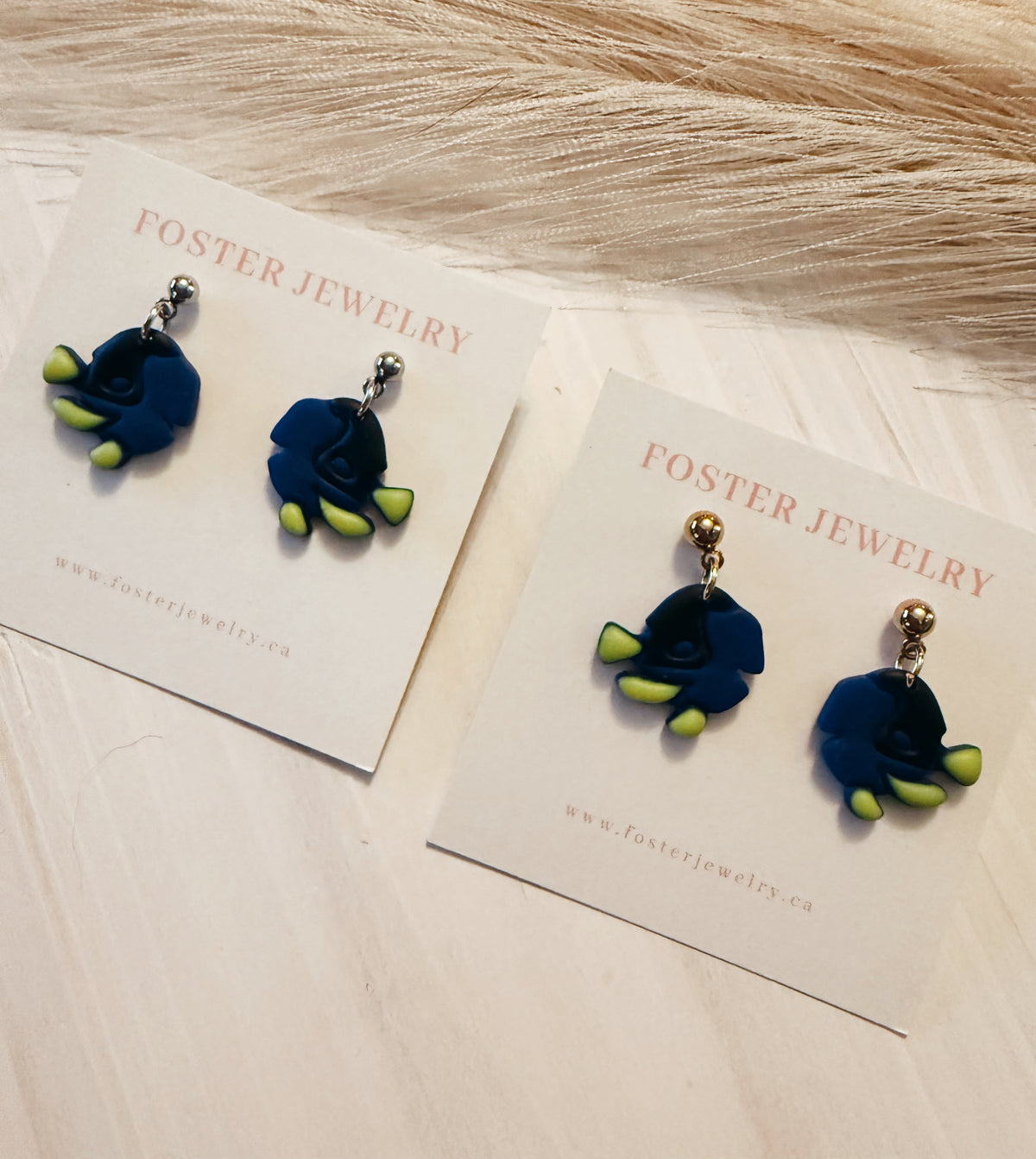 Blue fish earrings