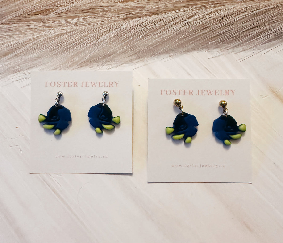 Blue fish earrings