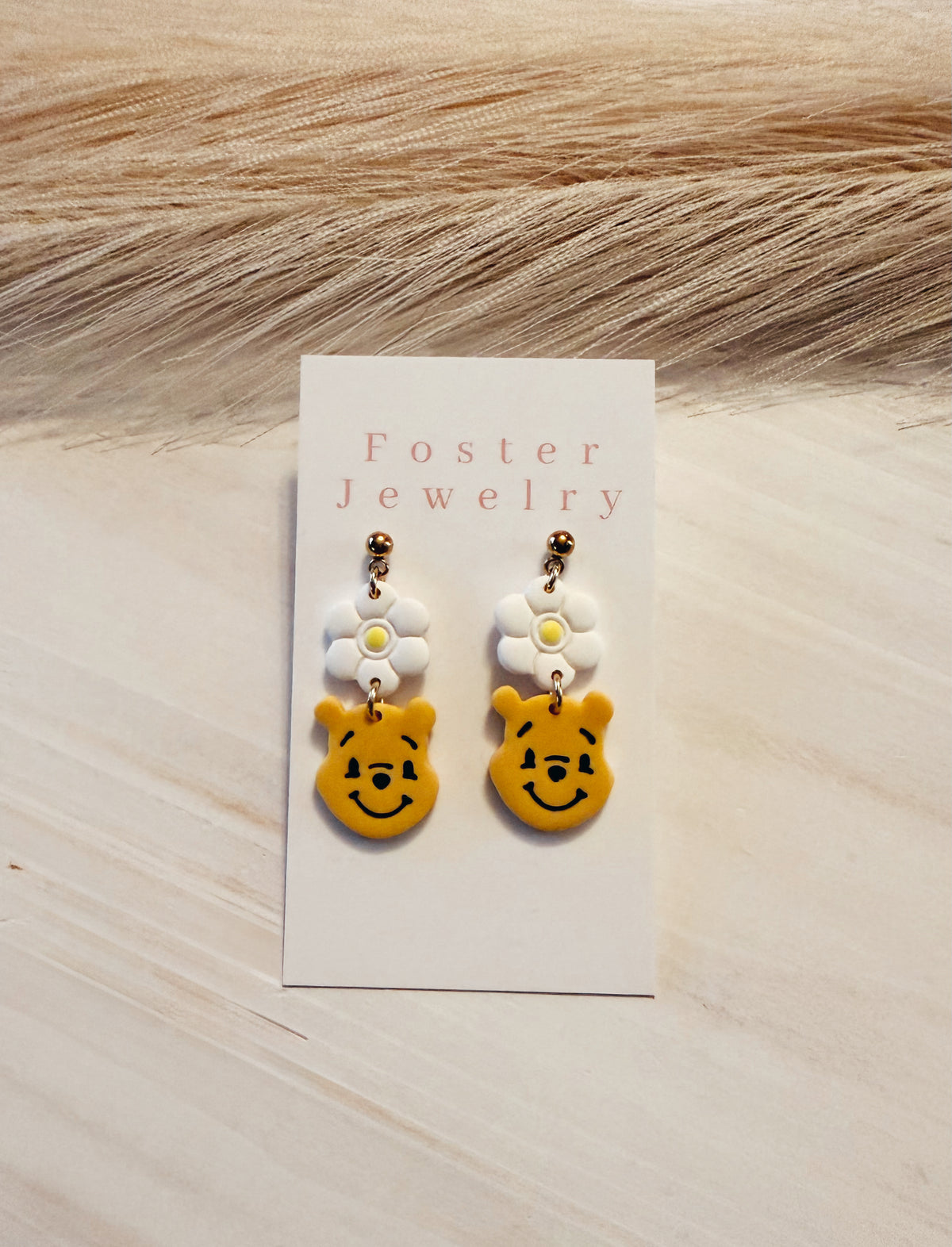 Bear with flower earrings