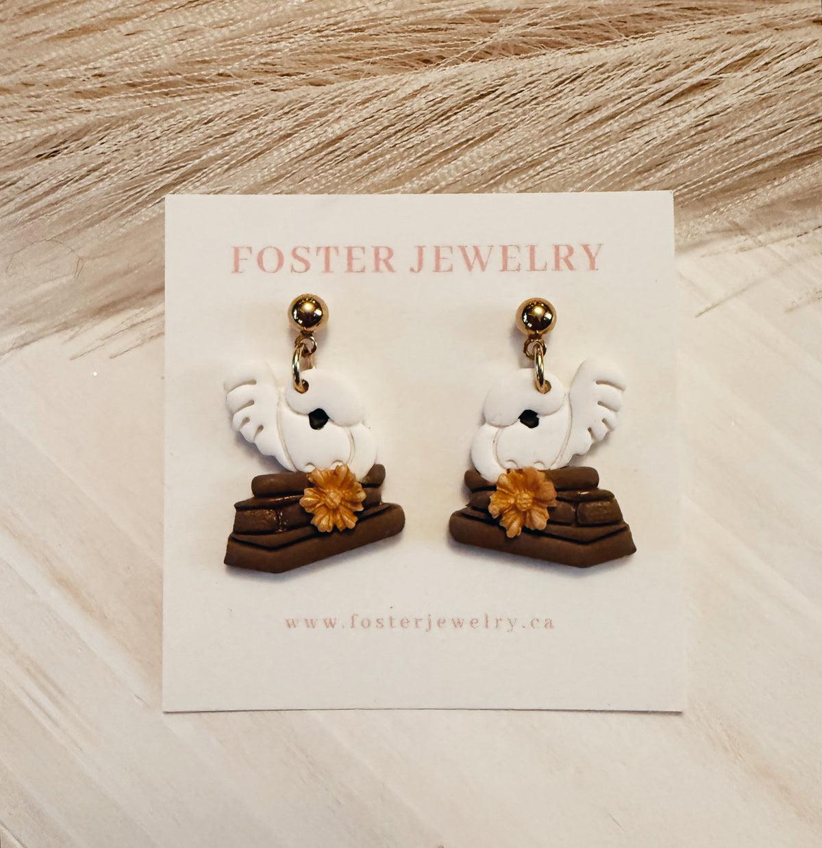 Owl on books earrings