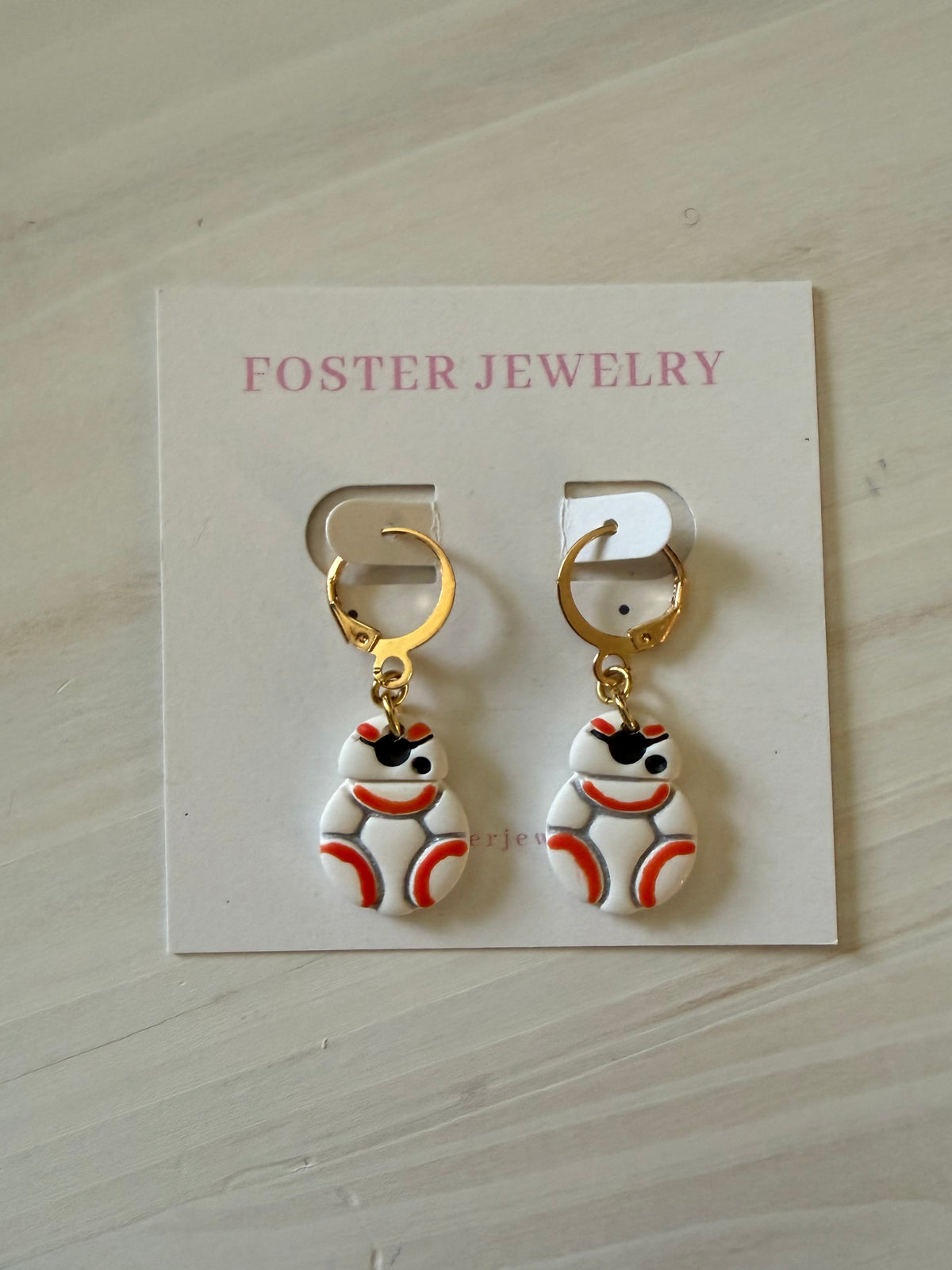 Orange droid earrings