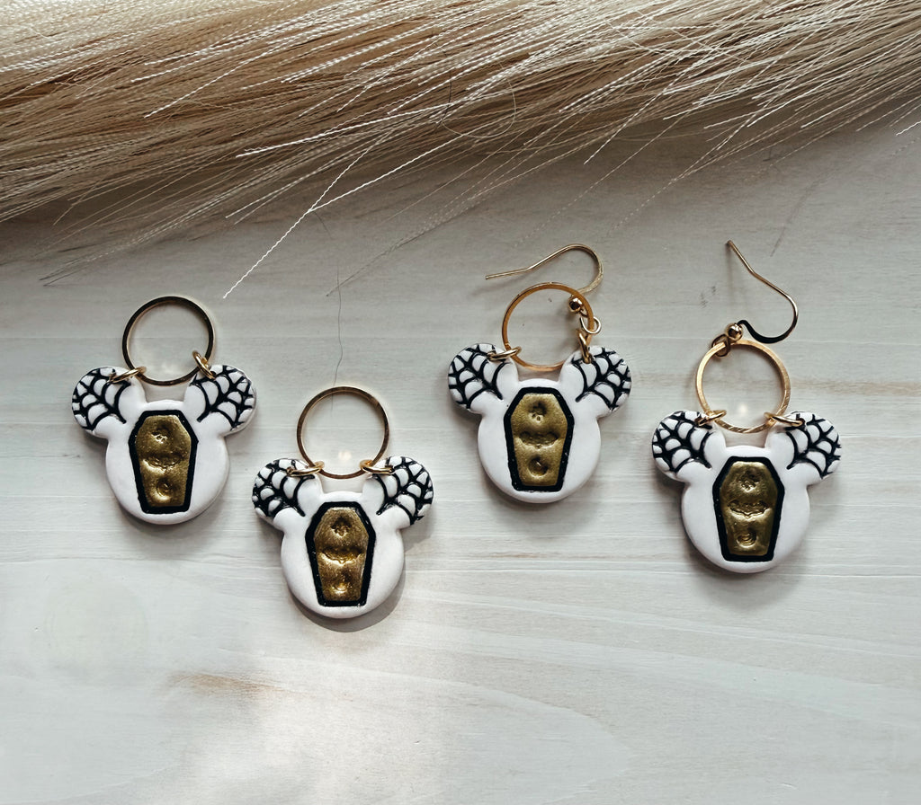 Mouse web coffin earring